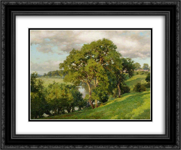 Ash Trees at Cropthorne, Worcestershire 24x20 Black Ornate Wood Framed Art Print Poster with Double Matting by Parsons, Alfred