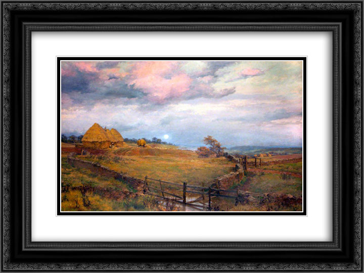 On the Cotswolds 24x18 Black Ornate Wood Framed Art Print Poster with Double Matting by Parsons, Alfred