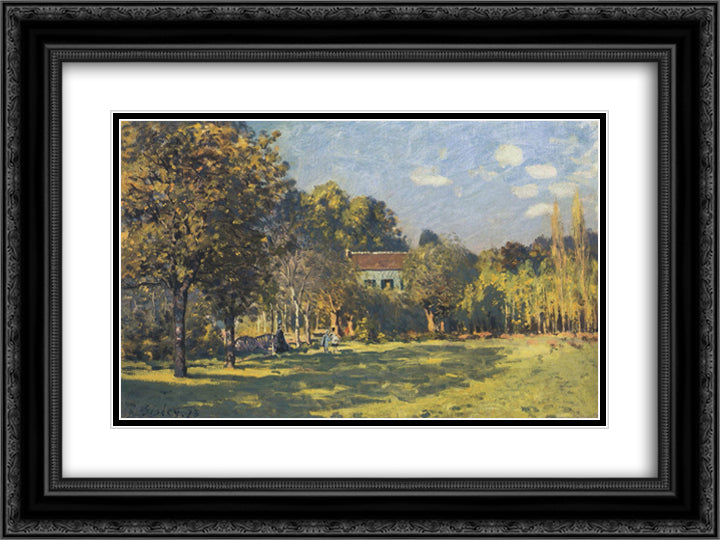 A Park in Louveciennes 24x18 Black Ornate Wood Framed Art Print Poster with Double Matting by Sisley, Alfred