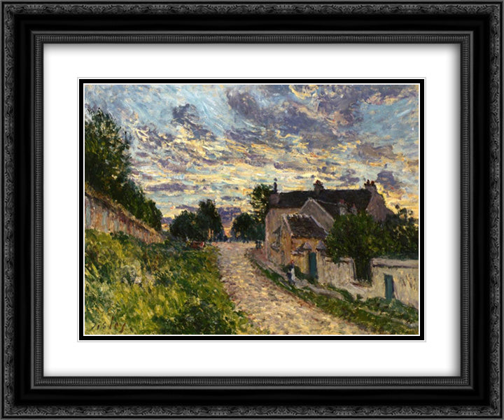 A Path in Louveciennes 24x20 Black Ornate Wood Framed Art Print Poster with Double Matting by Sisley, Alfred