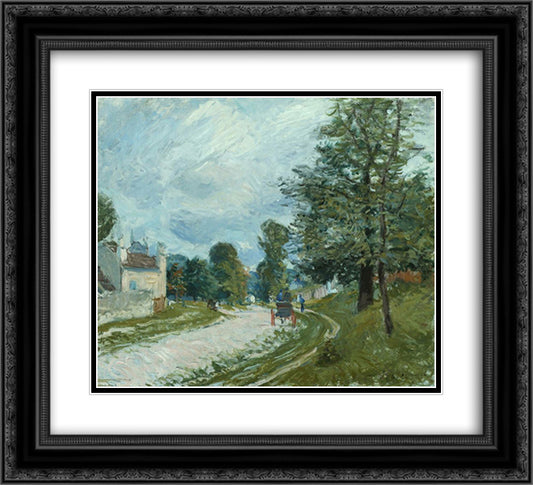 A Turn in the Road 22x20 Black Ornate Wood Framed Art Print Poster with Double Matting by Sisley, Alfred