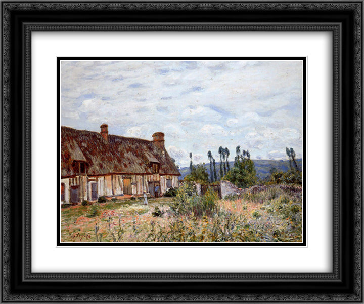 Abandoned Cottage 24x20 Black Ornate Wood Framed Art Print Poster with Double Matting by Sisley, Alfred