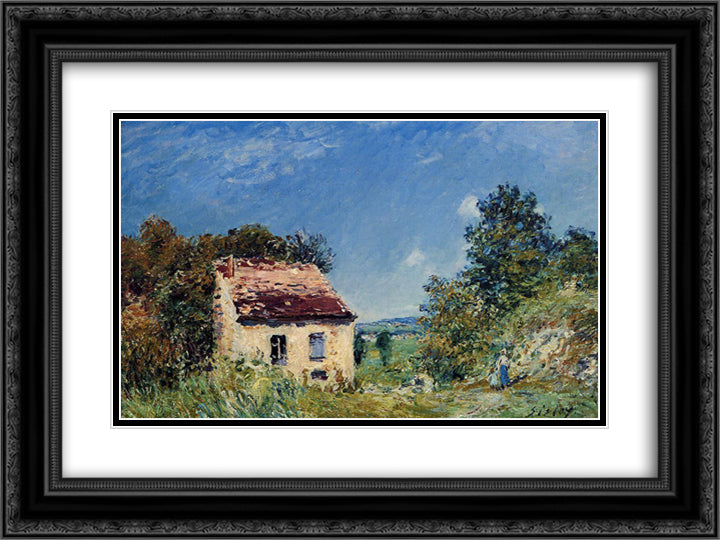 Abandoned House 24x18 Black Ornate Wood Framed Art Print Poster with Double Matting by Sisley, Alfred