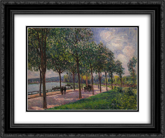 Alley of Chestnut Trees 24x20 Black Ornate Wood Framed Art Print Poster with Double Matting by Sisley, Alfred