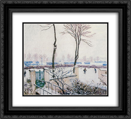 Approach to the Railway Station 22x20 Black Ornate Wood Framed Art Print Poster with Double Matting by Sisley, Alfred