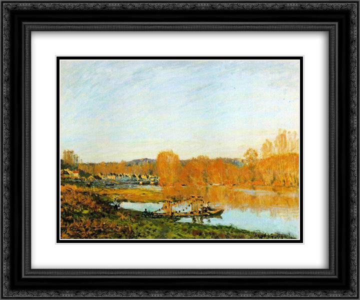 Autumn Banks of the Seine near Bougival 24x20 Black Ornate Wood Framed Art Print Poster with Double Matting by Sisley, Alfred