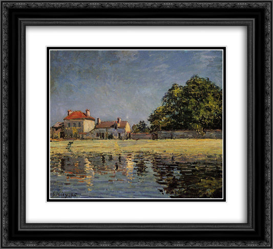 Banks of the Loing, Saint Mammes 22x20 Black Ornate Wood Framed Art Print Poster with Double Matting by Sisley, Alfred