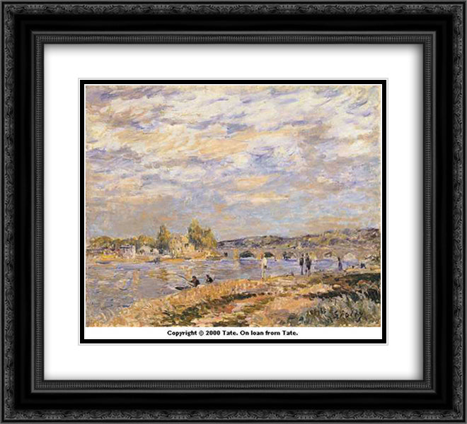 Bridge at Serves 22x20 Black Ornate Wood Framed Art Print Poster with Double Matting by Sisley, Alfred