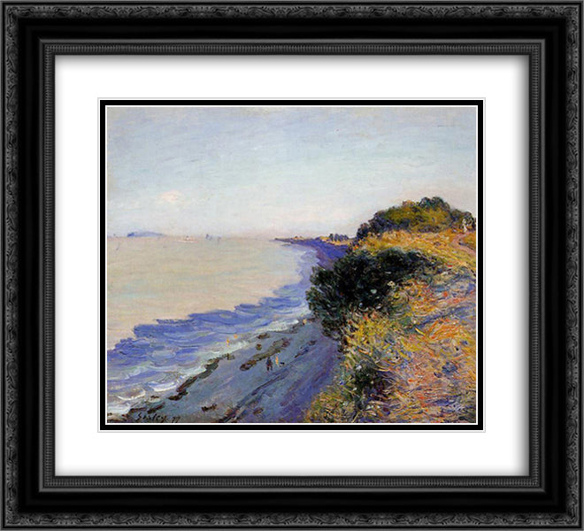 Bristol Channel from Penarth, Evening 22x20 Black Ornate Wood Framed Art Print Poster with Double Matting by Sisley, Alfred