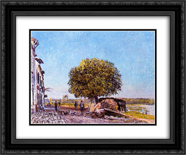 Chestnut Tree at Saint Mammes 24x20 Black Ornate Wood Framed Art Print Poster with Double Matting by Sisley, Alfred