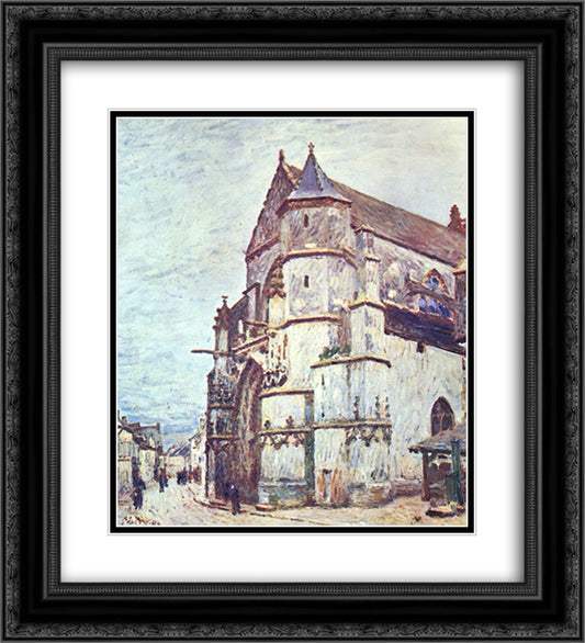 Church at Moret after the Rain 20x22 Black Ornate Wood Framed Art Print Poster with Double Matting by Sisley, Alfred