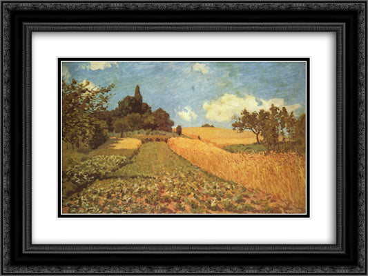 Cornfield 24x18 Black Ornate Wood Framed Art Print Poster with Double Matting by Sisley, Alfred