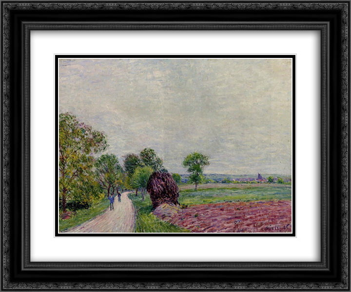 Countryside near Moret 24x20 Black Ornate Wood Framed Art Print Poster with Double Matting by Sisley, Alfred