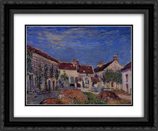 Courtyard at Les Sablons 24x20 Black Ornate Wood Framed Art Print Poster with Double Matting by Sisley, Alfred