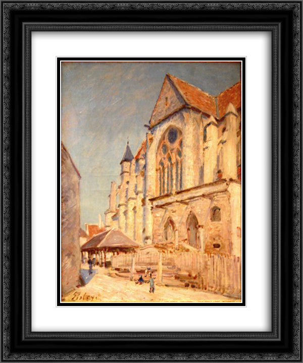 Eglise de Moret 20x24 Black Ornate Wood Framed Art Print Poster with Double Matting by Sisley, Alfred