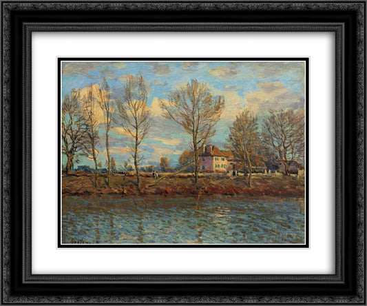 Grand Jatte 24x20 Black Ornate Wood Framed Art Print Poster with Double Matting by Sisley, Alfred