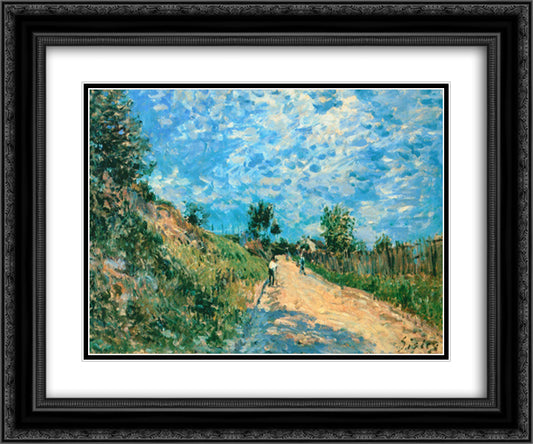 Hill Path 24x20 Black Ornate Wood Framed Art Print Poster with Double Matting by Sisley, Alfred