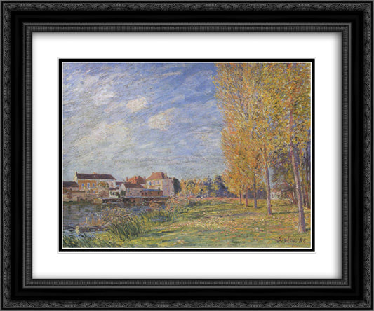 Indian Summer at Moret Sunday Afternoon 24x20 Black Ornate Wood Framed Art Print Poster with Double Matting by Sisley, Alfred