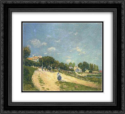 Landscape at Andresy 22x20 Black Ornate Wood Framed Art Print Poster with Double Matting by Sisley, Alfred