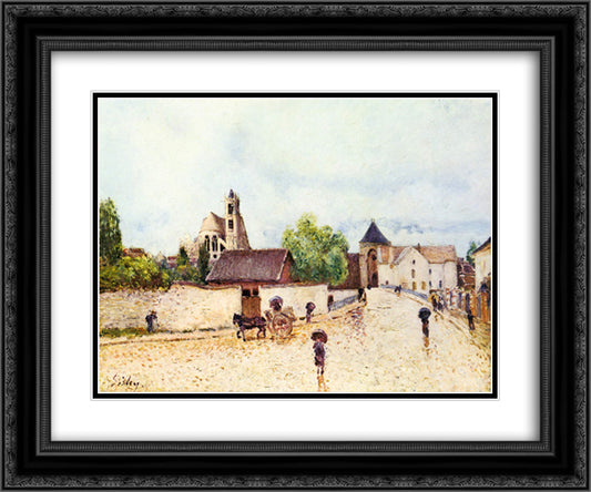 Loing at Moret in the rain 24x20 Black Ornate Wood Framed Art Print Poster with Double Matting by Sisley, Alfred