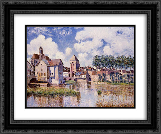 Moret sur Loing the Porte de Bourgogne 24x20 Black Ornate Wood Framed Art Print Poster with Double Matting by Sisley, Alfred
