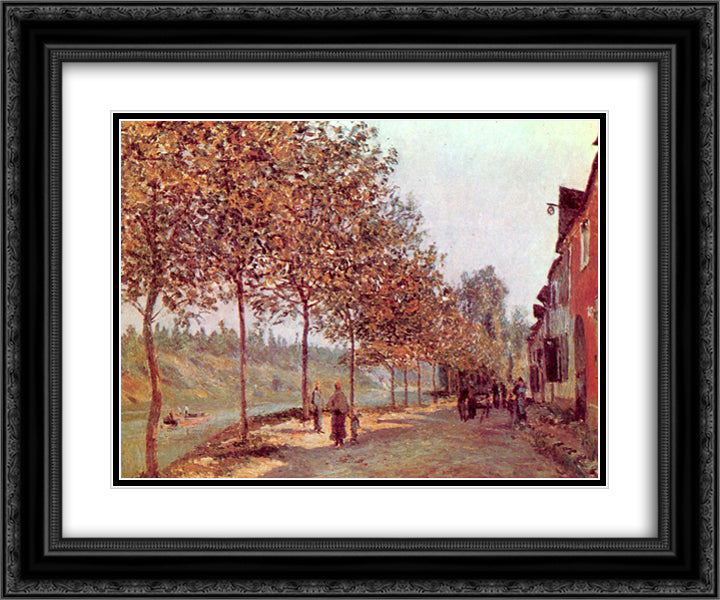 Morning in June (Saint Mammes et les Coteaux de la Celle) 24x20 Black Ornate Wood Framed Art Print Poster with Double Matting by Sisley, Alfred