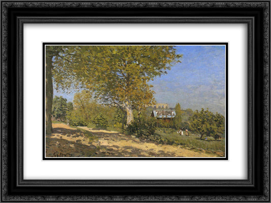 Near Louveciennes 24x18 Black Ornate Wood Framed Art Print Poster with Double Matting by Sisley, Alfred