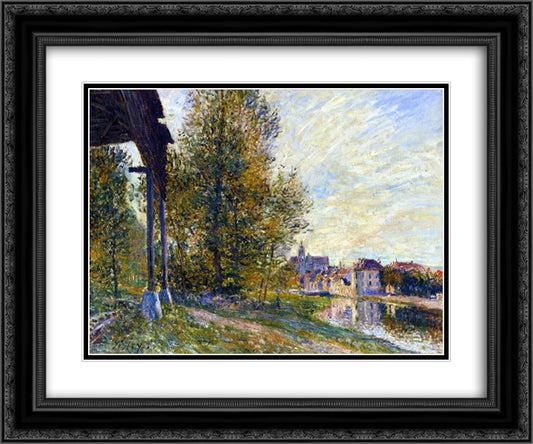 Near Moret sur Loing 24x20 Black Ornate Wood Framed Art Print Poster with Double Matting by Sisley, Alfred