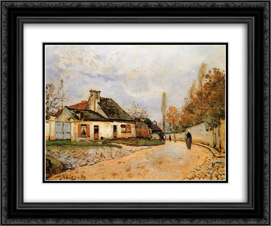 Neighborhood Street in Louveciennes (Rue de Village (Voisins to Louveciennes)) 24x20 Black Ornate Wood Framed Art Print Poster with Double Matting by Sisley, Alfred