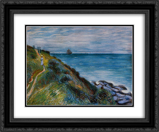 On the Cliffs, Langland Bay, Wales 24x20 Black Ornate Wood Framed Art Print Poster with Double Matting by Sisley, Alfred