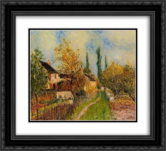 Path at Sablons 22x20 Black Ornate Wood Framed Art Print Poster with Double Matting by Sisley, Alfred