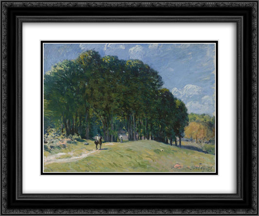 Rider at the Edge of the Forest 24x20 Black Ornate Wood Framed Art Print Poster with Double Matting by Sisley, Alfred