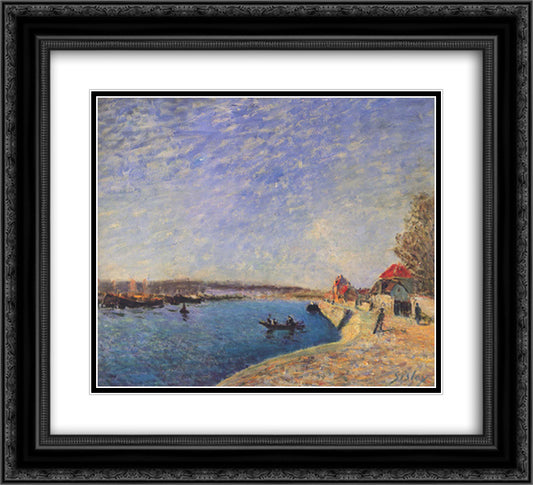 River Loing at Saint Mammes 22x20 Black Ornate Wood Framed Art Print Poster with Double Matting by Sisley, Alfred