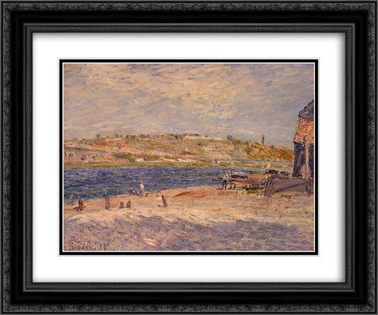Riverbanks at Saint Mammes 24x20 Black Ornate Wood Framed Art Print Poster with Double Matting by Sisley, Alfred