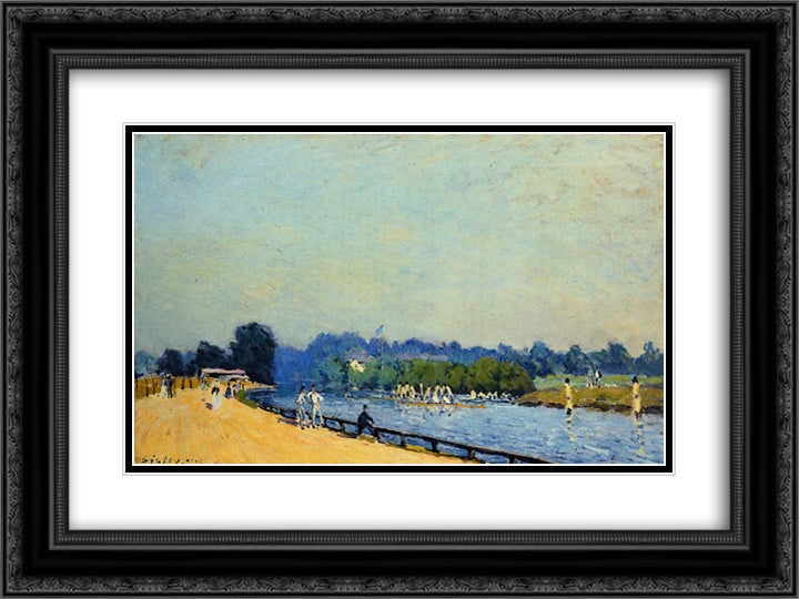 Road from Hampton Court 24x18 Black Ornate Wood Framed Art Print Poster with Double Matting by Sisley, Alfred