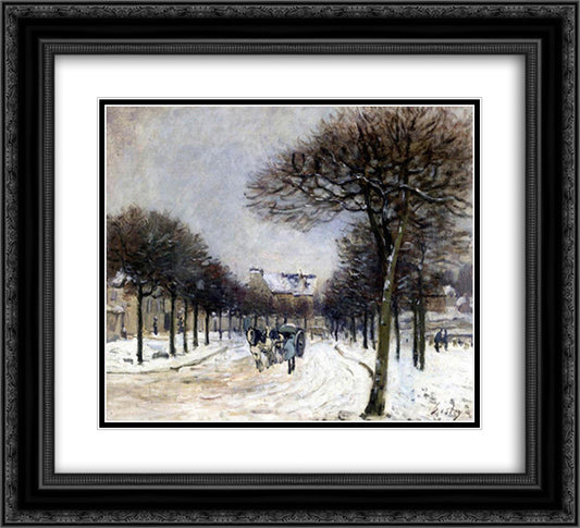Road from Saint Germain to Marly 22x20 Black Ornate Wood Framed Art Print Poster with Double Matting by Sisley, Alfred