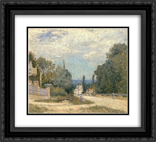 Route from Louveciennes 22x20 Black Ornate Wood Framed Art Print Poster with Double Matting by Sisley, Alfred