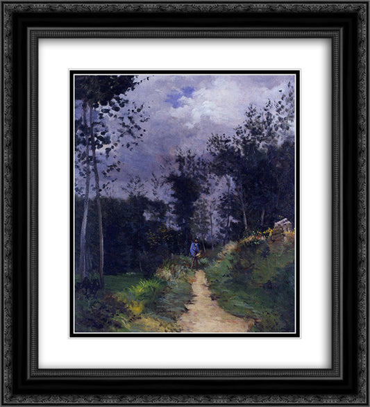 Rural Guardsman in the Fountainbleau Forest 20x22 Black Ornate Wood Framed Art Print Poster with Double Matting by Sisley, Alfred