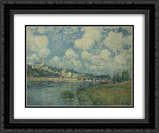 Saint Cloud 24x20 Black Ornate Wood Framed Art Print Poster with Double Matting by Sisley, Alfred