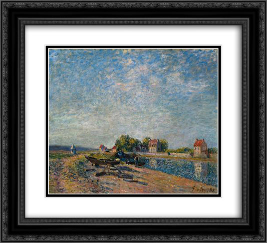 Saint Mammes, Loing Canal 22x20 Black Ornate Wood Framed Art Print Poster with Double Matting by Sisley, Alfred