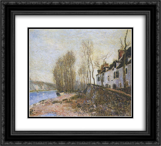Saint Mammes in Winter 22x20 Black Ornate Wood Framed Art Print Poster with Double Matting by Sisley, Alfred