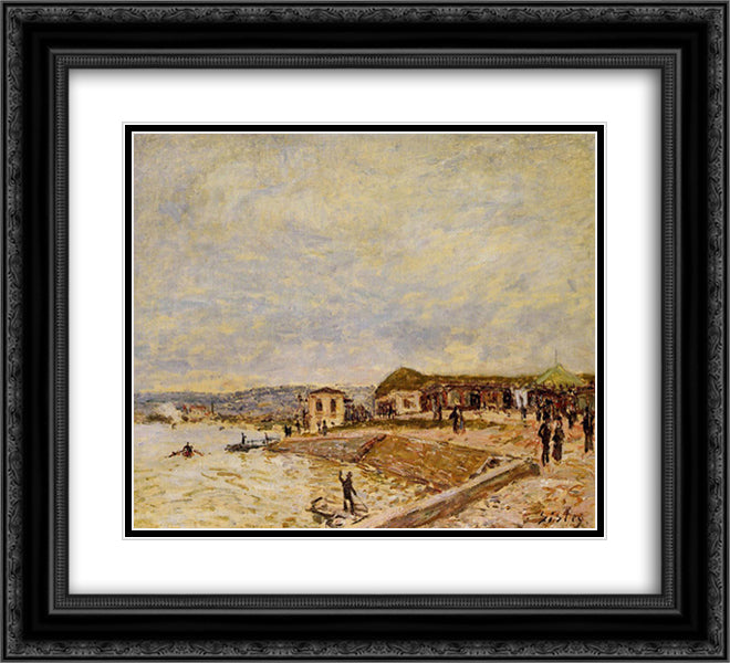 Seine at Daybreak 22x20 Black Ornate Wood Framed Art Print Poster with Double Matting by Sisley, Alfred