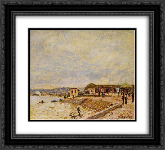 Seine at Daybreak 22x20 Black Ornate Wood Framed Art Print Poster with Double Matting by Sisley, Alfred