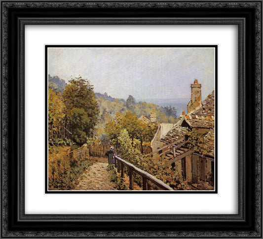Sentier de la Mi Cote, Louveciennes 22x20 Black Ornate Wood Framed Art Print Poster with Double Matting by Sisley, Alfred