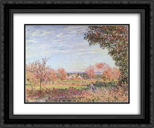 September Morning 24x20 Black Ornate Wood Framed Art Print Poster with Double Matting by Sisley, Alfred