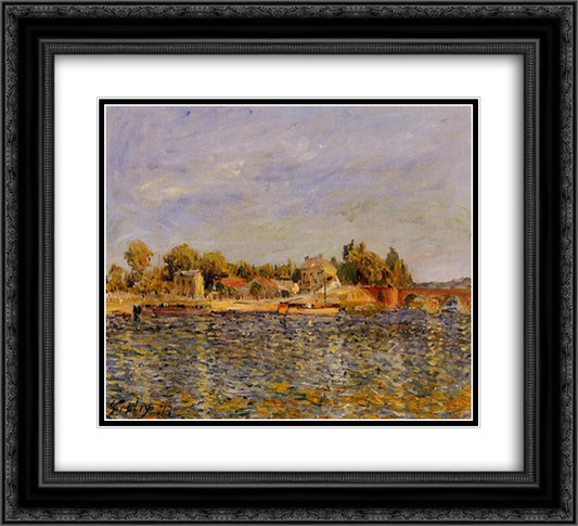 Sevres Bridge 22x20 Black Ornate Wood Framed Art Print Poster with Double Matting by Sisley, Alfred