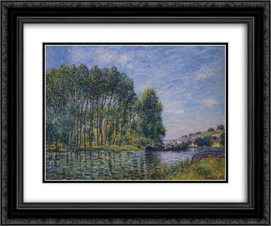 Spring on the Loing River 24x20 Black Ornate Wood Framed Art Print Poster with Double Matting by Sisley, Alfred