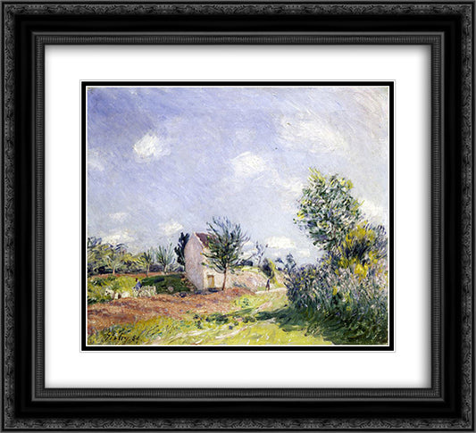 Springtime 22x20 Black Ornate Wood Framed Art Print Poster with Double Matting by Sisley, Alfred