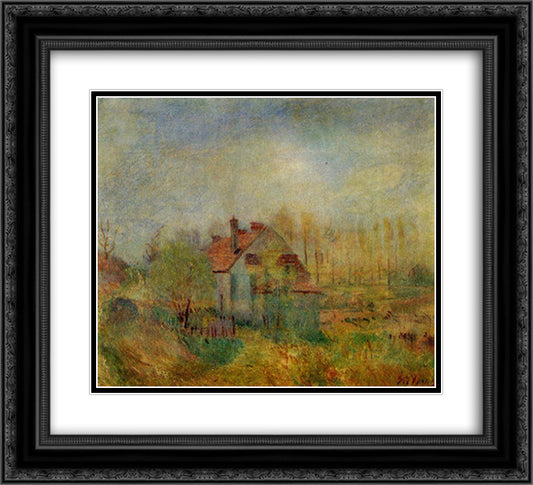 Springtime Scene Morning 22x20 Black Ornate Wood Framed Art Print Poster with Double Matting by Sisley, Alfred