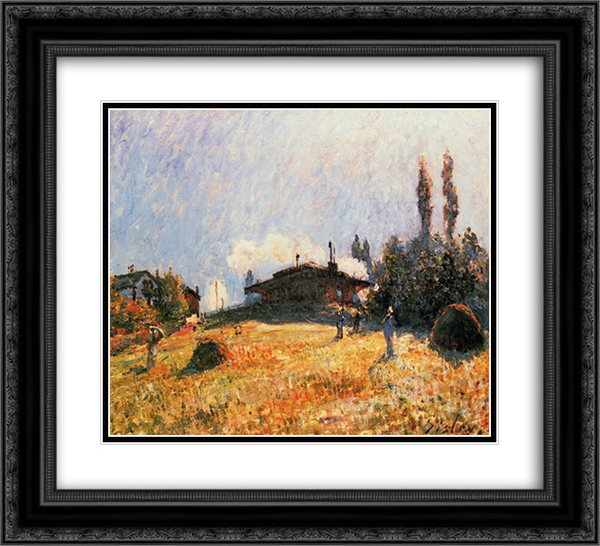 Station at Sevres 22x20 Black Ornate Wood Framed Art Print Poster with Double Matting by Sisley, Alfred
